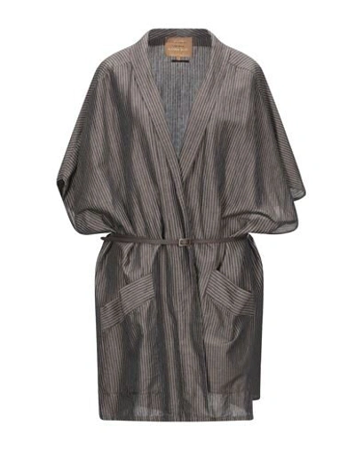 Shop Alessia Santi Woman Overcoat Dark Brown Size 6 Linen, Cotton
