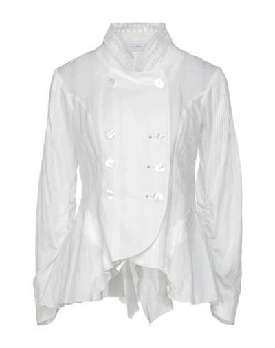 Shop High Woman Suit Jacket White Size 10 Cotton, Ramie