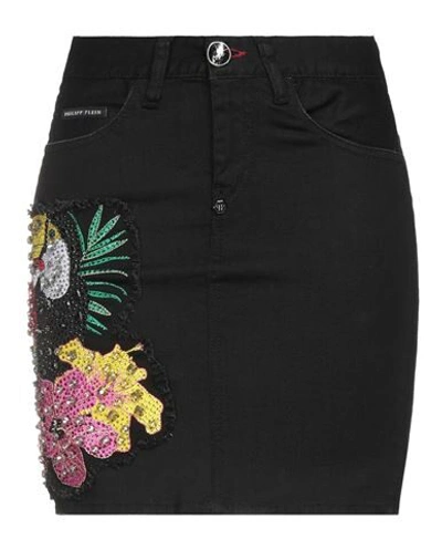 Shop Philipp Plein Denim Skirts In Black
