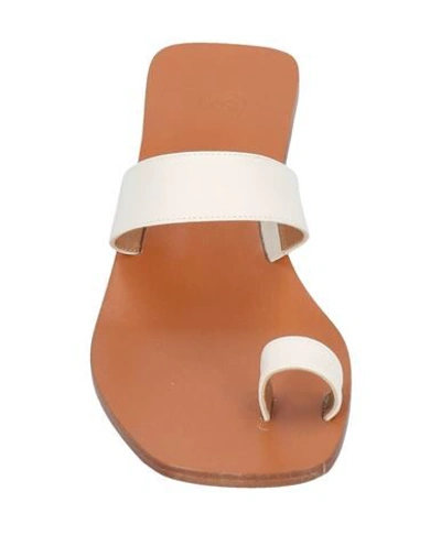 Shop Loq Woman Toe Strap Sandals Ivory Size 11 Soft Leather In White