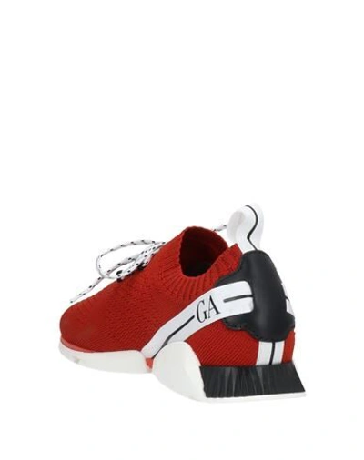 Shop Giorgio Armani Woman Sneakers Brick Red Size 9 Polyester, Elastane, Calfskin