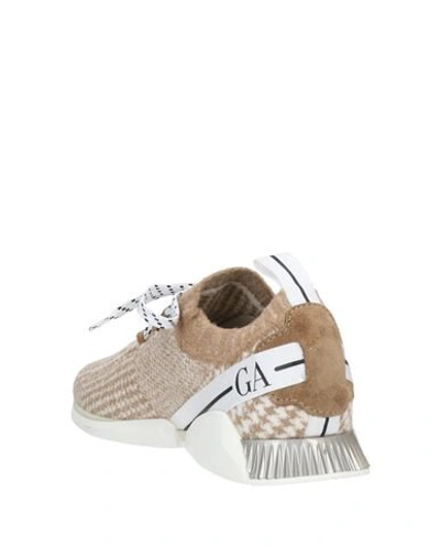 Shop Giorgio Armani Woman Sneakers Sand Size 8 Viscose, Polyamide, Elastane, Calfskin, Polyester In Beige