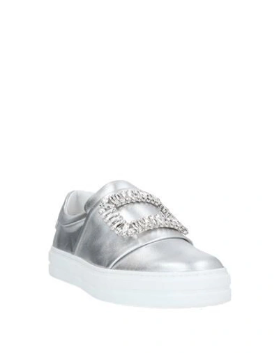 Shop Roger Vivier Woman Sneakers Silver Size 4.5 Soft Leather