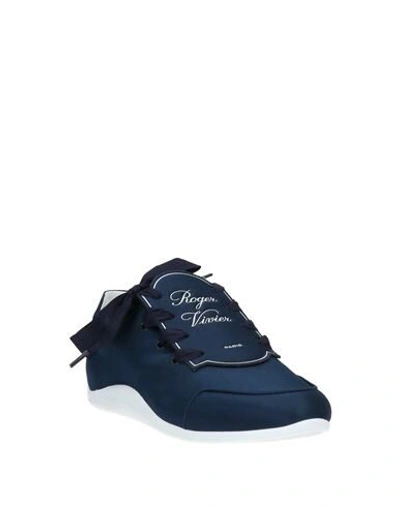 Shop Roger Vivier Woman Sneakers Midnight Blue Size 5.5 Textile Fibers