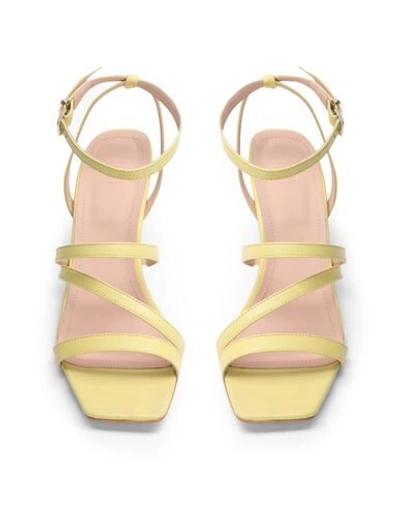 Shop 8 By Yoox Leather Square Toe Spool-heel Sandal 50 Woman Sandals Light Yellow Size 8 Ovine Leather