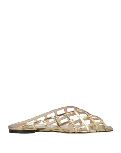 Shop Jimmy Choo Woman Sandals Gold Size 6.5 Soft Leather