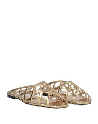 Shop Jimmy Choo Woman Sandals Gold Size 6.5 Soft Leather