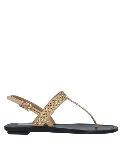 Shop Prada Toe Strap Sandals In Gold