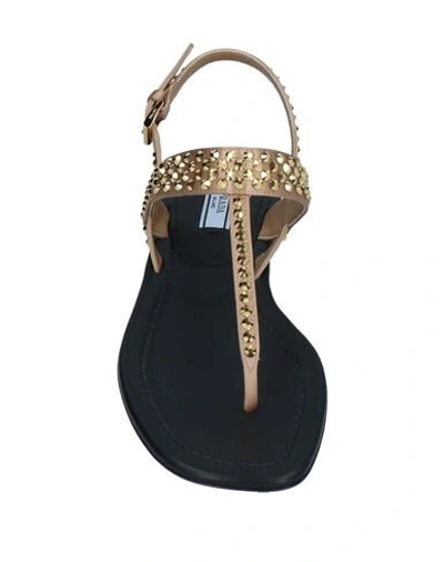 Shop Prada Toe Strap Sandals In Gold