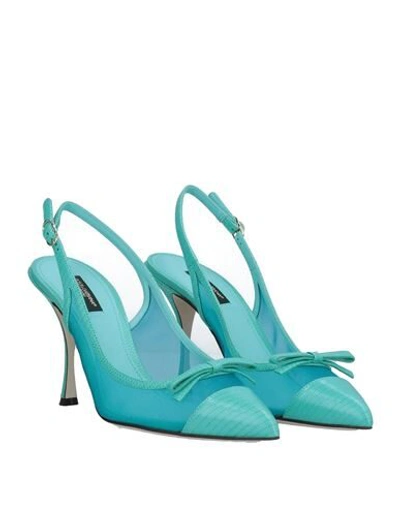 Dolce & Gabbana Leather And Mesh Pointed-toe Slingback Heel In Blue