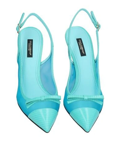 Dolce & Gabbana Leather And Mesh Pointed-toe Slingback Heel In Blue