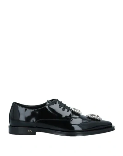 Shop Dolce & Gabbana Woman Lace-up Shoes Black Size 7.5 Soft Leather