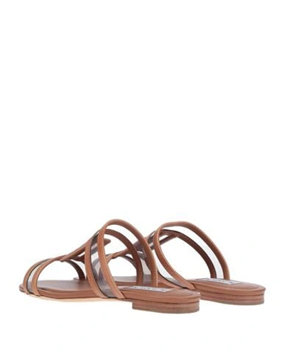Shop Tod's Woman Sandals Tan Size 7.5 Soft Leather, Plastic In Brown
