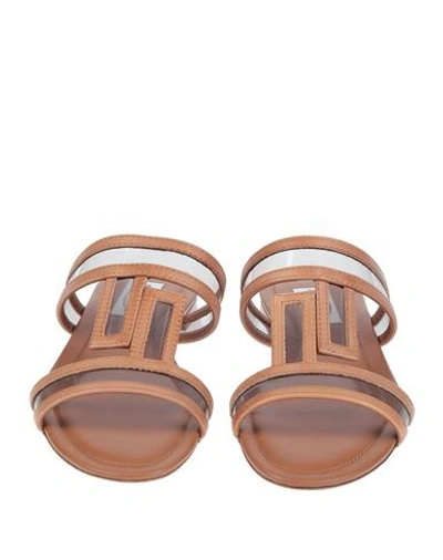 Shop Tod's Woman Sandals Tan Size 7.5 Soft Leather, Plastic In Brown