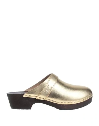 Shop Celine Woman Mules & Clogs Gold Size 10 Soft Leather