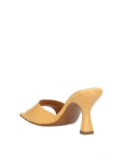 Shop Aldo Castagna Woman Sandals Ocher Size 6 Soft Leather In Yellow