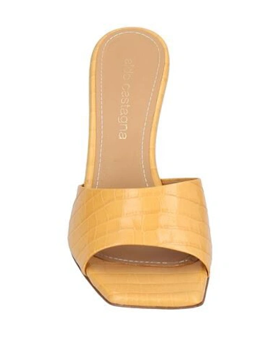 Shop Aldo Castagna Woman Sandals Ocher Size 6 Soft Leather In Yellow