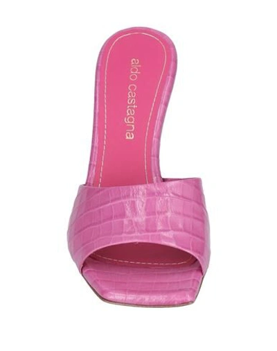 Shop Aldo Castagna Woman Sandals Fuchsia Size 10.5 Soft Leather In Pink