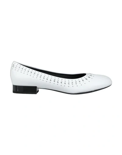 Shop Geox Woman Ballet Flats White Size 6.5 Soft Leather