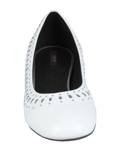 Shop Geox Woman Ballet Flats White Size 6.5 Soft Leather