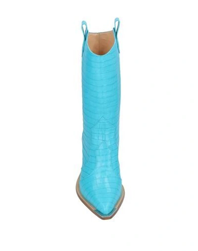 Shop Aldo Castagna Woman Ankle Boots Azure Size 6 Leather In Blue