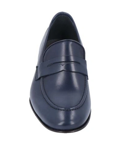Shop Pollini Loafers In Dark Blue