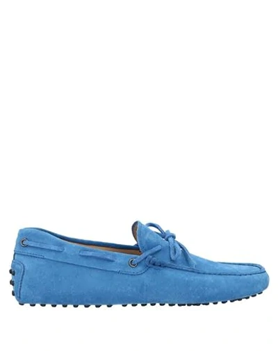 Shop Tod's Man Loafers Bright Blue Size 9 Soft Leather