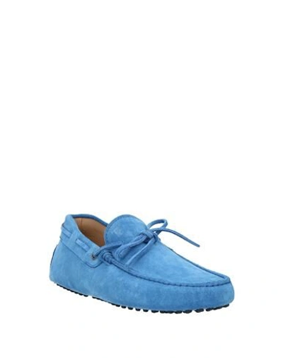 Shop Tod's Man Loafers Bright Blue Size 9 Soft Leather