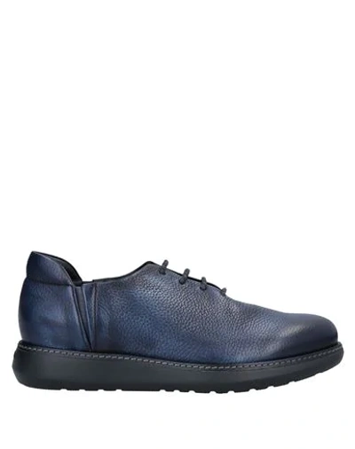 Shop Giorgio Armani Man Lace-up Shoes Midnight Blue Size 10 Calfskin