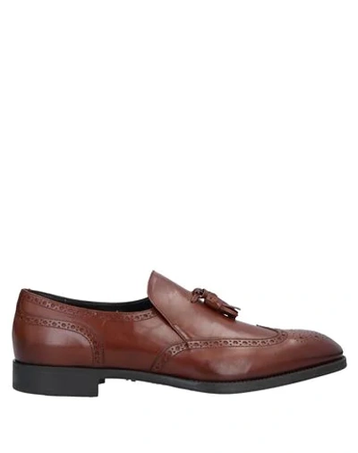 Shop Giorgio Armani Man Loafers Tan Size 11 Calfskin In Brown