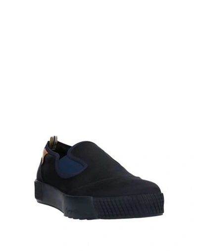 Shop Giorgio Armani Man Sneakers Midnight Blue Size 8.5 Polyester, Bovine Leather