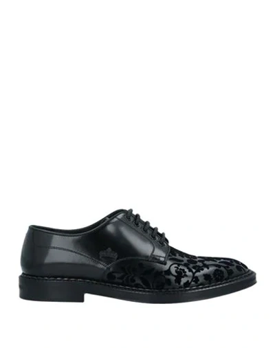 Shop Dolce & Gabbana Man Lace-up Shoes Black Size 7 Calfskin, Textile Fibers