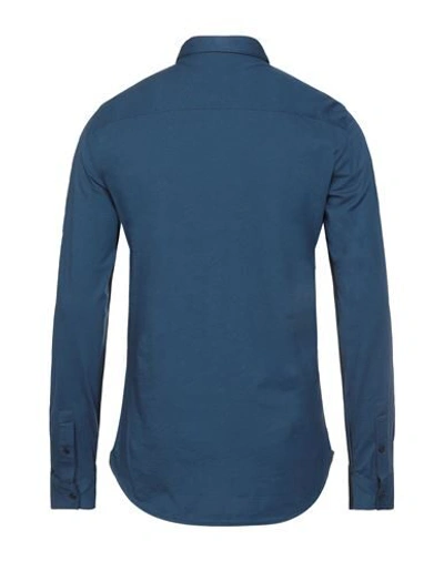 Shop Armani Exchange Man Shirt Midnight Blue Size S Cotton