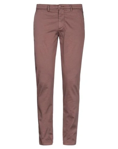 Shop Luca Bertelli Man Pants Dark Brown Size 32 Cotton, Polyester, Elastane