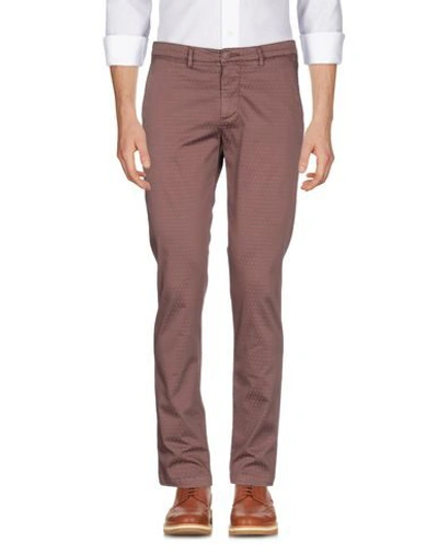 Shop Luca Bertelli Man Pants Dark Brown Size 32 Cotton, Polyester, Elastane