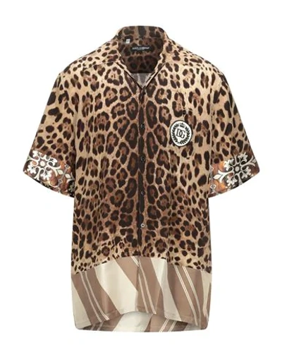Shop Dolce & Gabbana Man Shirt Beige Size 16 Silk, Acetate, Viscose, Polyester