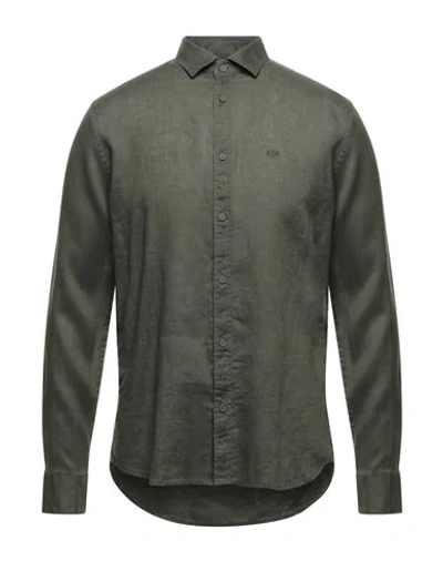 Shop Armani Exchange Man Shirt Military Green Size M Linen