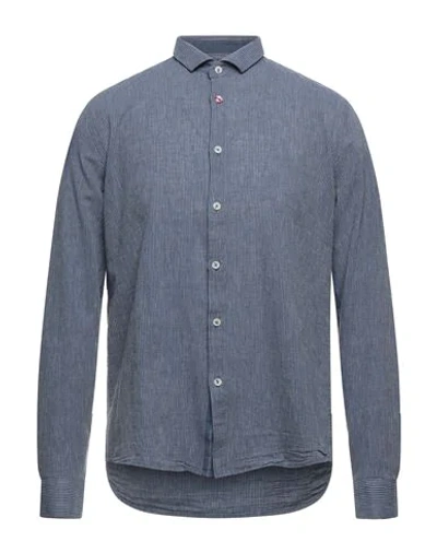 Shop Sseinse Man Shirt Slate Blue Size S Linen, Cotton