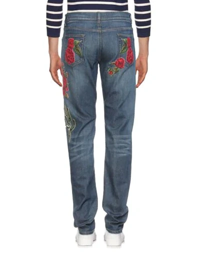 Shop Dolce & Gabbana Man Jeans Blue Size 32 Cotton, Elastane, Bovine Leather, Glass, Silk