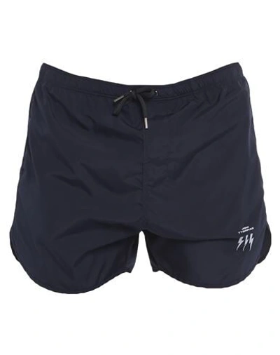 Shop Neil Barrett Swim Trunks In Dark Blue