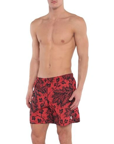 Shop Alexander Mcqueen Swim Trunks In Red