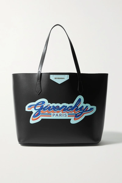 Shop Givenchy Wing Printed Leather Tote In Black