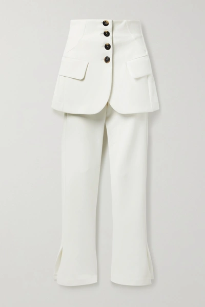 Shop A.w.a.k.e. Layered Cady Flared Pants In Ivory