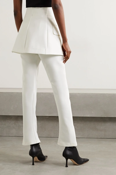 Shop A.w.a.k.e. Layered Cady Flared Pants In Ivory