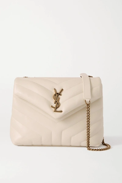 Shop Saint Laurent Loulou Small Quilted Leather Shoulder Bag In White