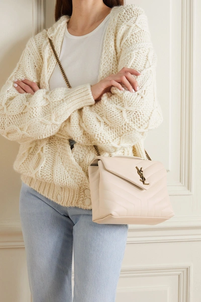 Saint Laurent Loulou Small Quilted Leather Shoulder Bag In Beige