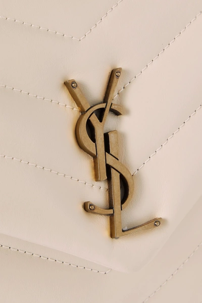 Saint Laurent Loulou Small Quilted Leather Shoulder Bag In White