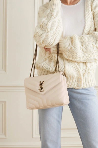 Shop Saint Laurent Loulou Small Quilted Leather Shoulder Bag In White