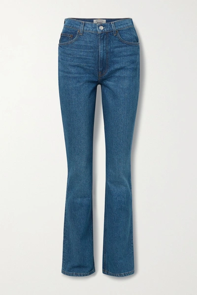 Shop Reformation + Net Sustain Peyton High-rise Bootcut Jeans In Mid Denim