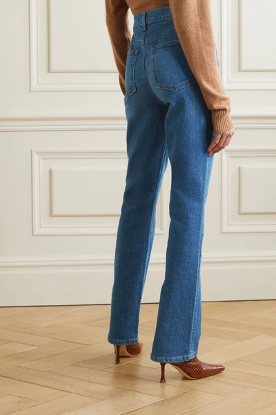 Shop Reformation + Net Sustain Peyton High-rise Bootcut Jeans In Mid Denim
